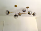 Unique Stylish Brushed Golden Pendant light with 6 Smoky Glass Ball - NZHomeware