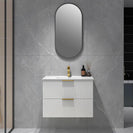 Billy 755mm Plywood Matt White Wall Hung Fluted Curve Vanity - NZHomeware