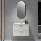 Billy 755mm Plywood Matt White Wall Hung Fluted Curve Vanity - NZHomeware