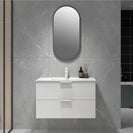Billy 910mm Plywood Matt White Wall Hung Fluted Curve Vanity - NZHomeware