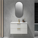 Billy 910mm Plywood Matt White Wall Hung Fluted Curve Vanity - NZHomeware