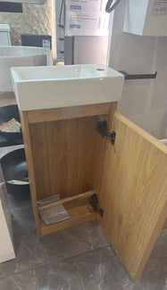 Mino 400X200X920MM PLYWOOD FLUTED FLOOR STANDING VANITY - LIGHT OAK WITH TOP - NZHomeware