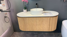 Sample Sale-Mora 1200X520X450mm Plywood Light Oak Fluted Racetrack-Shaped Vanity With Flat Top - NZHomeware
