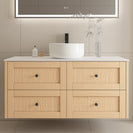 1200mm light oak wall hung vanity drawers - Vero Plywood Light Oak Wall Hung Vanity With Flat Top - NZHomeware