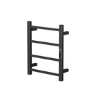 W400 × H500 × D110 mm Square Matt Black Electric With Timer Heated Towel Rack 4 Bars - NZHomeware