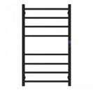 W600 × H1000 × D110mm Square Matt Black Electric Heated Towel Rack With Timer 8 Bars - NZHomeware