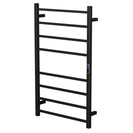 W600 × H1000 × D110mm Square Matt Black Electric Heated Towel Rack With Timer 8 Bars - NZHomeware