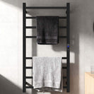 W600 × H1000 × D110mm Square Matt Black Electric Heated Towel Rack With Timer 8 Bars - NZHomeware