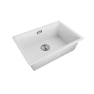 White Granite Composite Kitchen Sink 600x450mm Single Bowl with Overflow, Top/Undermount - NZHomeware