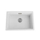 White Granite Composite Kitchen Sink 600x450mm Single Bowl with Overflow, Top/Undermount - NZHomeware