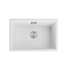 White Granite Composite Kitchen Sink 600x450mm Single Bowl with Overflow, Top/Undermount - NZHomeware