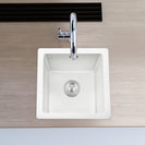 White Granite Quartz Stone Kitchen/Laundry Sink Single Bowl Top/Under Mount 422*422*203mm - NZHomeware