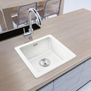 White Granite Quartz Stone Kitchen/Laundry Sink Single Bowl Top/Under Mount 422*422*203mm - NZHomeware