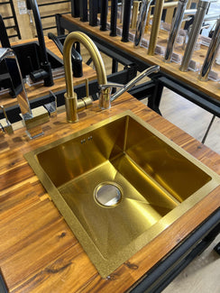 Yellow Gold Stainless Steel Kitchen Sink 440x440mm, Top/Undermount, Corrosion Resistant - NZHomeware