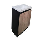 YOLO 400X250X850MM PLYWOOD FLOOR STANDING VANITY - BLACK AND LIGHT OAK WITH CERAMIC TOP - NZHomeware