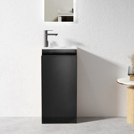 YOLO 400X250X850MM PLYWOOD FLOOR STANDING VANITY - BLACK WITH CERAMIC TOP - NZHomeware