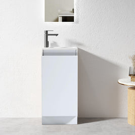 YOLO 400X250X850MM PLYWOOD FLOOR STANDING VANITY - WHITE GLOSS WITH CERAMIC TOP - NZHomeware