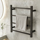 520Hx500Wx120D mm Gunmetal Grey Square Electric Heated Towel Rack 4 Bars - NZHomeware