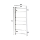800Hx400Wx120D mm Square Chrome Electric Heated Towel Rail 7 Bars - NZHomeware