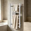 800Hx400Wx120D mm Square Chrome Electric Heated Towel Rail 7 Bars - NZHomeware