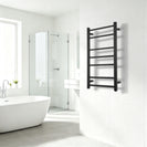 800Hx400Wx120D mm Square Matte Black Electric Heated Towel Rail 7 Bars - NZHomeware