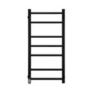 800Hx400Wx120D mm Square Matte Black Electric Heated Towel Rail 7 Bars - NZHomeware