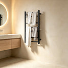 800Hx400Wx120D mm Square Matte Black Electric Heated Towel Rail 7 Bars - NZHomeware