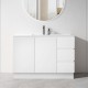 MADRID 1010X460X850MM PLYWOOD FLOOR STANDING VANITY - GLOSS WHITE WITH CERAMIC TOP