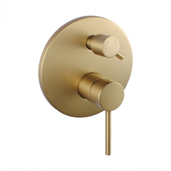 Euro Round Brushed Yellow Gold Shower/Bath Mixer with Diverter Wall Mounted
