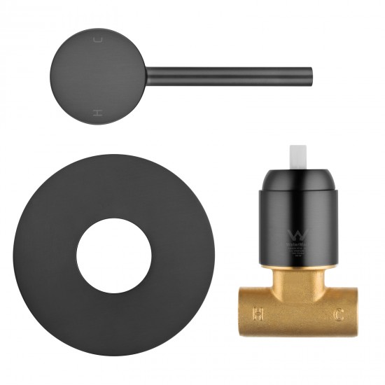 Round Gunmetal Grey Shower/Bath Wall Mixer Solid Brass