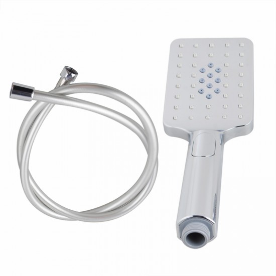 ABS Square 3 Functions Chrome Rainfall Hand Held Shower Head With Water Hose