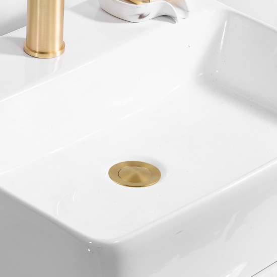 32/40mm Brushed Yellow Gold Solid Brass Basin Pop Up Waste NO Overflow