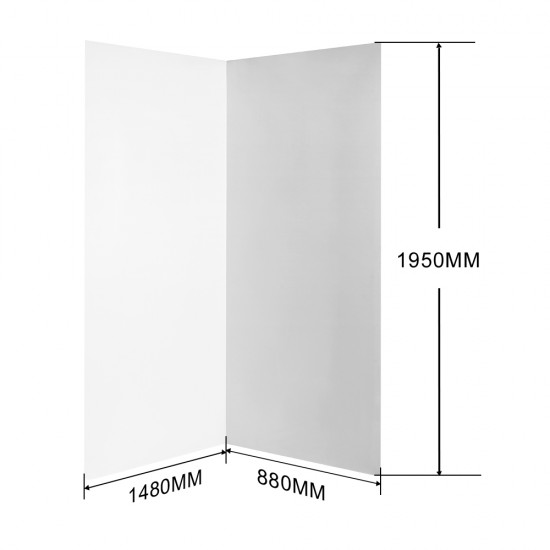 2 Sides 1500*900*1950mm Acrylic High Shower Wall Liner