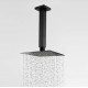 Square Matte Black 250mm Shower Head with Ceiling Mounted Shower Arm